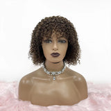 10 inch Natural Chestnut Brown Curly Shag Glueless BOB Wig (T) 32