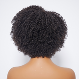 KINKY EDGES JERRY CURLY 4X4 CLOSURE LACE GLUELESS SIDE PART SHORT WIG 100% HUMAN HAIR (A) 212