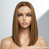 12 Inch Sleek Highlights Glueless 4x4 Closure Bob Wig 150% Density (T) 58