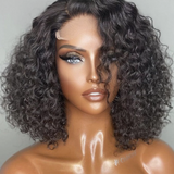 12 Inch 4"x4" Closure Wig #1B Water Wavy Side Part 150% Density Brazilian Virgin Hair (T) 60