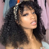 12-18 Inch Grab-N-Go Headband Wigs 100% 1B# Kinky Curly Virgin Human Hair Wigs (T) 64