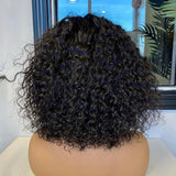 NATURAL SHORT CURLY HUMAN HAIR TOP LACE FRINGE WIG WITH BANGS (A) 237