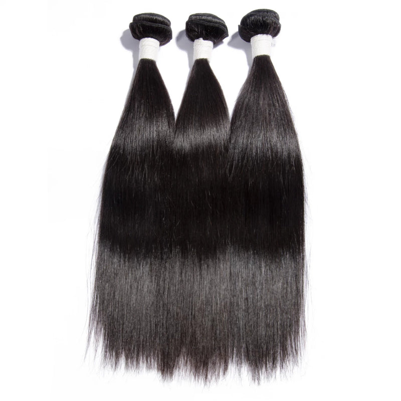 12A 12"/14"/16" 3 Bundles Straight Virgin Hair Natural Black 300g (T) 69