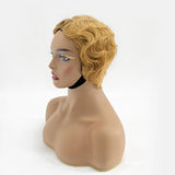 6 inch Vintage Honey Blonde Finger Wave Glueless BOB Wig (T) 126