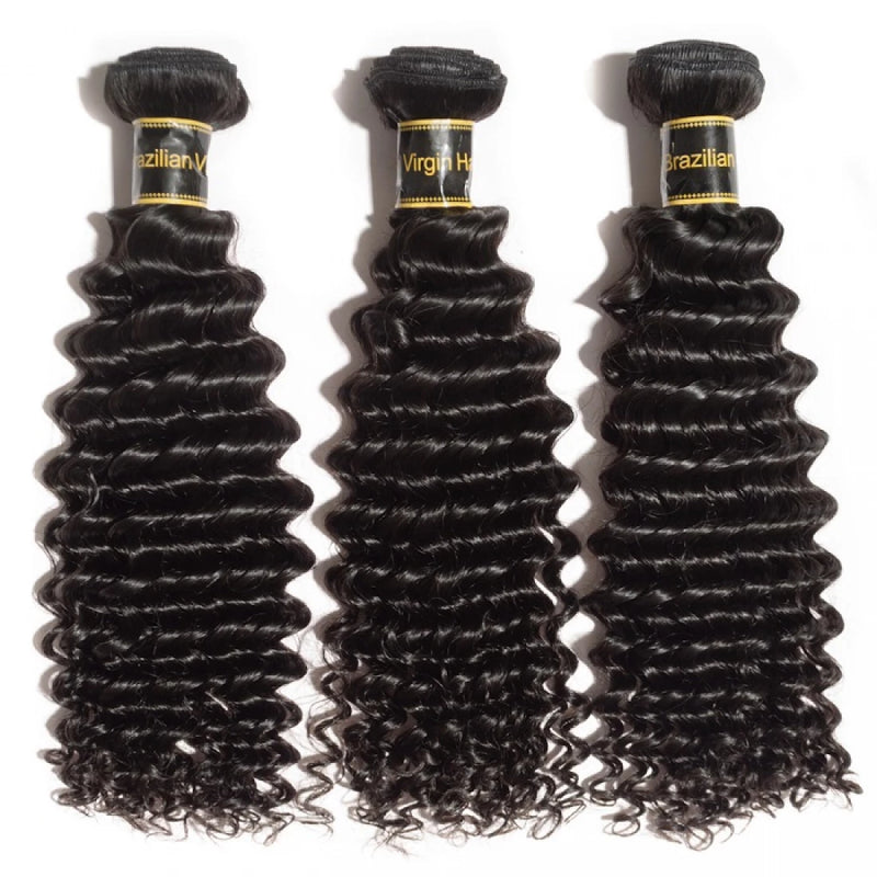 10A 10"/12"/14" Virgin Hair Deep Curly 3 Bundles Sample (T) 50