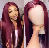 Beauty Is Key Boutique Burgundy Wigs Straight 13x6 HD Lace Front Wigs 99J Colored Wigs Real Hair Wigs Glueless Wig