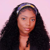 16-18 Inch Grab-N-Go Headband Wigs 100% Deep Curly Virgin Human Hair Wigs (T) 82