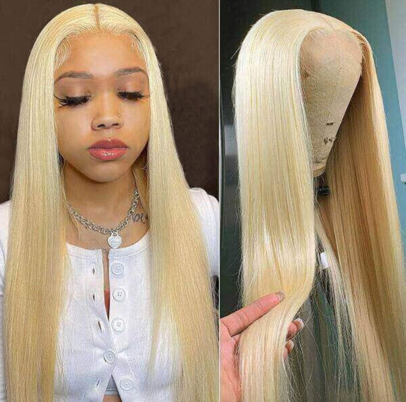 HD Transparent 613 Blonde Straight Hair 13*4 Glueless Lace Front Wig