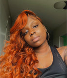 Ginger Orange Color Glueless 13x4 Undetectable HD Lace Frontal Wig Body Wave Human Hair Wig