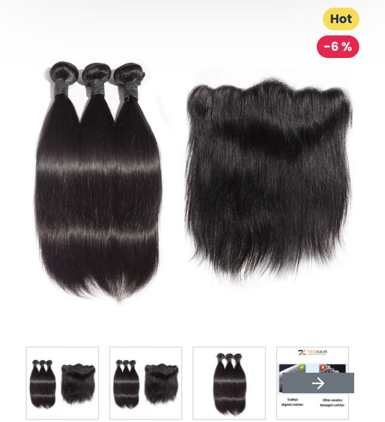 14"/14"/16" 3 Bundles Straight Virgin Hair 300g With 14" 13*4 Straight Frontal
(T) 79