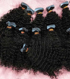 16-22 Inch Kinky Curly Tape In Remy Hair Extensions #1B Natural Black
(T) 83