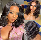 Beauty Is Key Boutique Glueless Pre-cut 4x6 HD Lace Closure Human Hair Short Bob Wigs Body Wave Wear and Go Wig