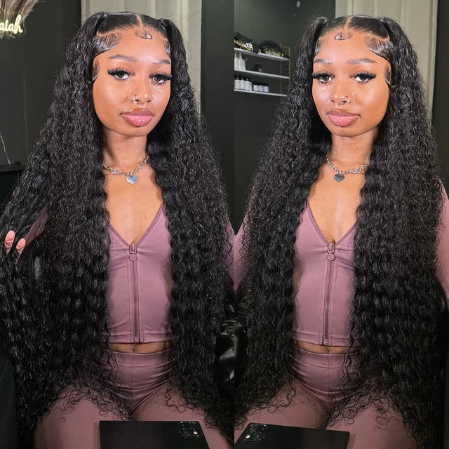 Deep Wave Lace Front Human Hair Wigs HD Transparent Glueless 6x4 Closure Wig Preplucked