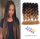 Ombre Braiding Hair Kanekalon Jumbo Braids Synthetic Braiding Hair/Lot Hair Extension for Twist Braiding Hair (24" Black-Dark brown-Light brown)