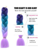 Kanekalon Braiding Hair Ombre 5Pcs/Lot Synthetic Hair Extensions Ombre Twist Braids Hair High Temperature Hair Extensions (24" Purple-Lake Blue-Violet)