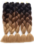 Ombre Braiding Hair Kanekalon Jumbo Braids Synthetic Braiding Hair/Lot Hair Extension for Twist Braiding Hair (24" Black-Dark brown-Light brown)