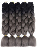 Kanekalon Braiding Hair Ombre/Lot Synthetic Hair Extensions Ombre Twist Braids Hair High Temperature Hair Extensions (24" Black-Dark Grey)