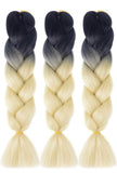 Ombre Braiding Hair Kanekalon Jumbo Braid Synthetic Braiding Hair/Lot Braid in Hair Extensions (Black-Blonde)