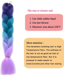 Kanekalon Braiding Hair Ombre 5Pcs/Lot Synthetic Hair Extensions Ombre Twist Braids Hair High Temperature Hair Extensions (24" Purple-Lake Blue-Violet)