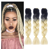 Ombre Braiding Hair Kanekalon Jumbo Braid Synthetic Braiding Hair/Lot Braid in Hair Extensions (Black-Blonde)