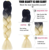 Ombre Braiding Hair Kanekalon Jumbo Braid Synthetic Braiding Hair/Lot Braid in Hair Extensions (Black-Blonde)