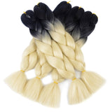 Ombre Braiding Hair Kanekalon Jumbo Braid Synthetic Braiding Hair/Lot Braid in Hair Extensions (Black-Blonde)