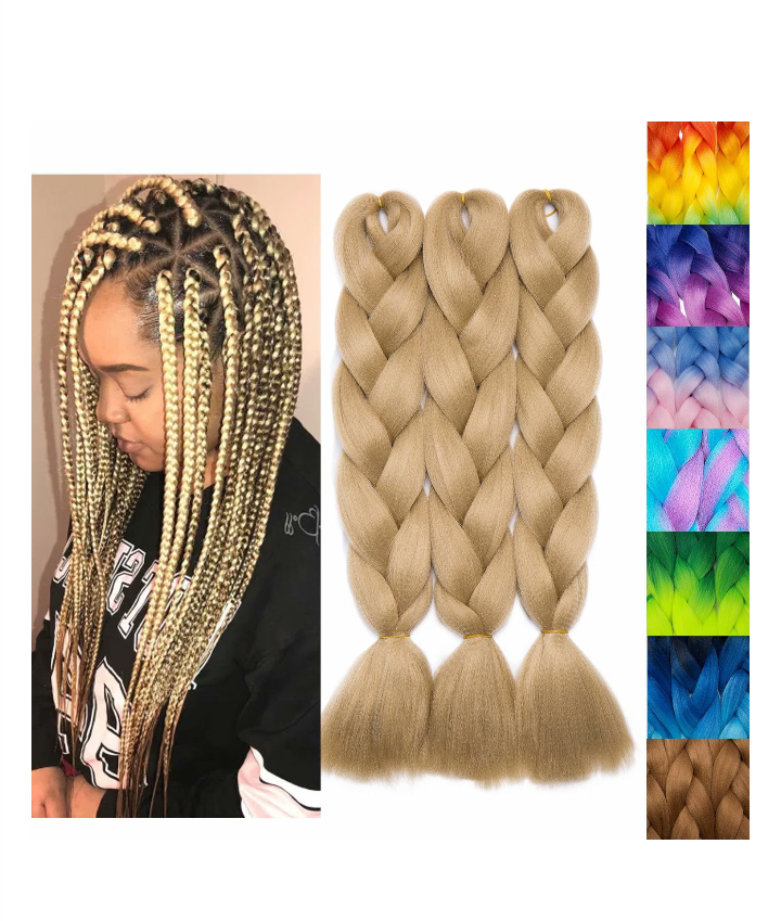 Jumbo Braiding Hair Synthetic Salon Crochet Braids Ombre for Twist Hair Extensions 24"/300g 3 Packs