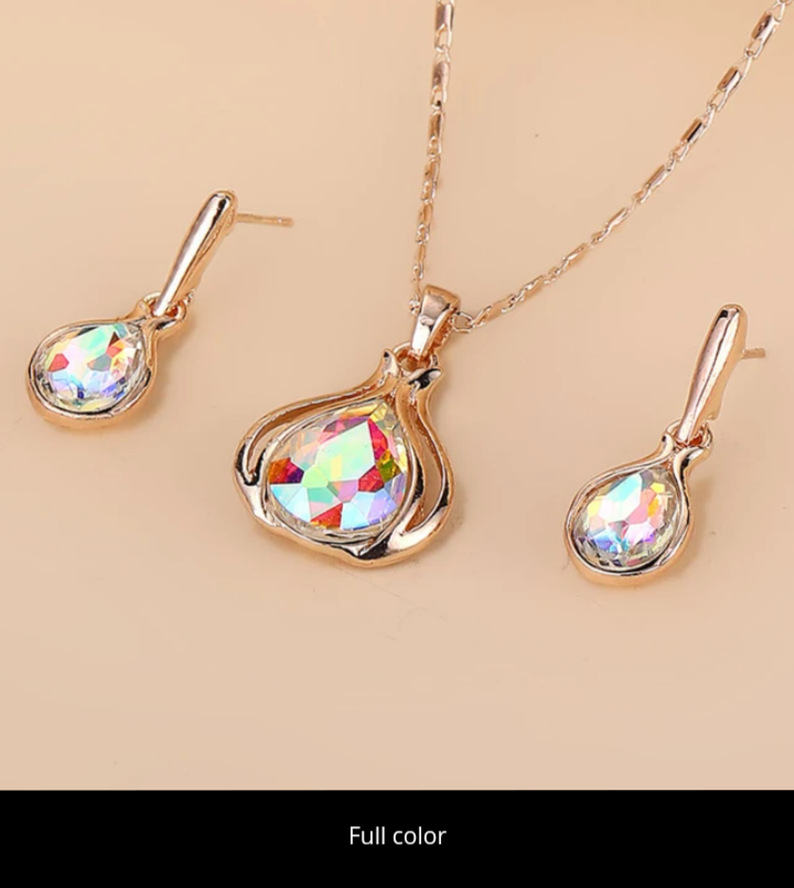 Water Drop Shape Pendant Necklace & Drop Earrings Set