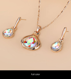 Water Drop Shape Pendant Necklace & Drop Earrings Set