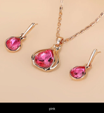 Water Drop Shape Pendant Necklace & Drop Earrings Set