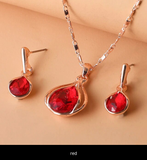 Water Drop Shape Pendant Necklace & Drop Earrings Set