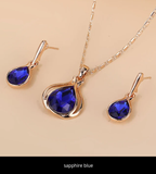 Water Drop Shape Pendant Necklace & Drop Earrings Set