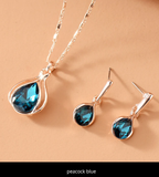 Water Drop Shape Pendant Necklace & Drop Earrings Set