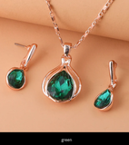 Water Drop Shape Pendant Necklace & Drop Earrings Set