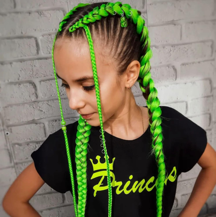 Lime Green Pre Stretched Hair Extensions 26Inch Pack of 3