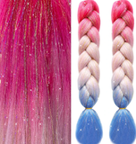 2Pcs Ombre Braiding Hair with Hair Extension Tinsel 24 Inches