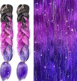 2Pcs Ombre Braiding Hair with Hair Extension Tinsel 24 Inches