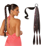 Braid Ponytail Extension with Glitter Hair Tinsel, 26" Long