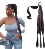 Braid Ponytail Extension with Glitter Hair Tinsel, 26" Long