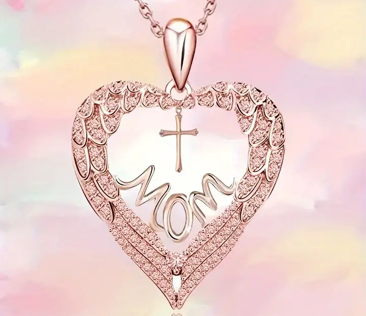 Elegant Fashion Gorgeous Heart Pendant Necklace Cross For Mothers