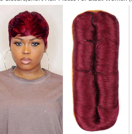 Burgundy Human Hair 27 Piece Quick Weave Bump Hair with Free Closure