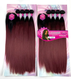 Ombre Straight Hair Synthetic Bundles With Lace Closure 20 INCHES 4pcs