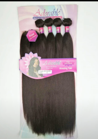 Ombre Straight Hair Synthetic Bundles With Lace Closure 20 INCHES 4pcs