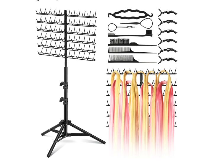 Height Adjustable Braiding Hair Rack