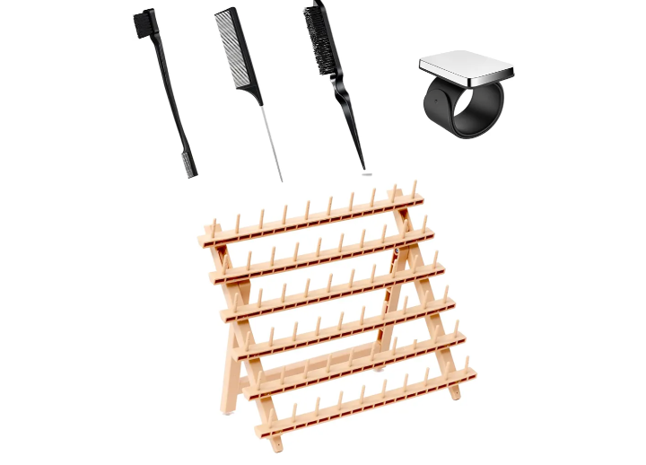 Braiding Rack for Hair with Comb set & Braid Gel Wristband & Hair clip