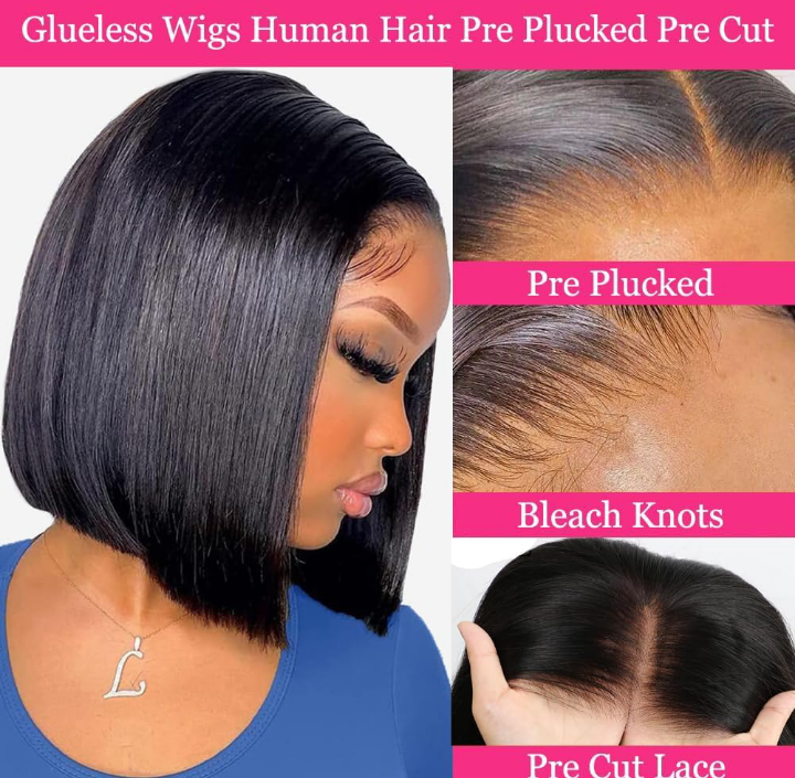 Human Hair Wear and Go Glueless Bob Wigs