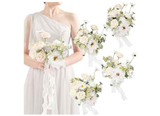 TDIJ Set of 4 Full Bridesmaid Bouquets for Wedding