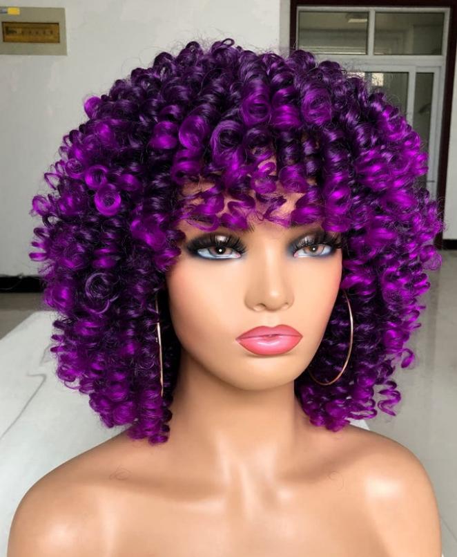 Synthetic Fiber Soft Hair Short Curly Wig Mixed With Colors 271