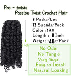 Packs Passion Twist Hair 8 Inch Pre-twisted Passion Twist Crochet Hair