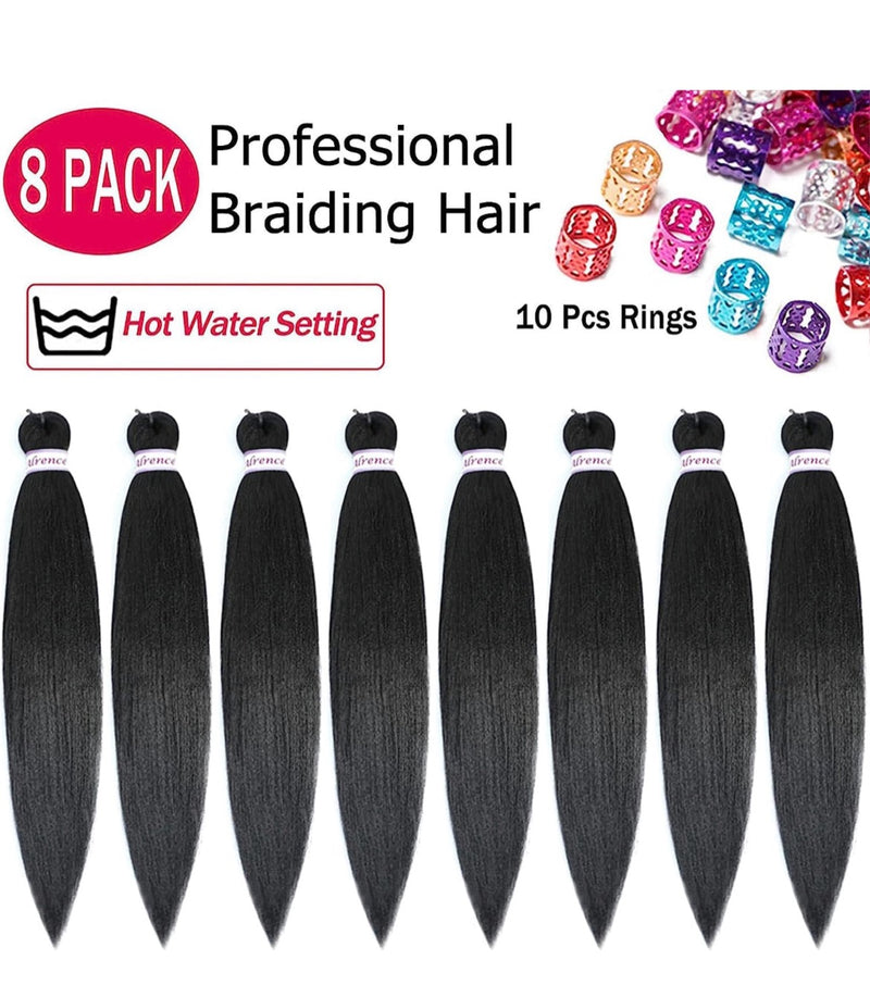Alrence Pre Stretched Braiding Hair Long B
raid 30 Inch 8 Packs Braiding Hair Extensions Professional Synthetic Fiber Crochet Twist Braids